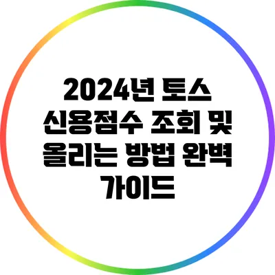 2024년 토스 신용점수 조회 및 올리는 방법 완벽 가이드