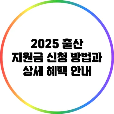 2025 출산 지원금 신청 방법과 상세 혜택 안내