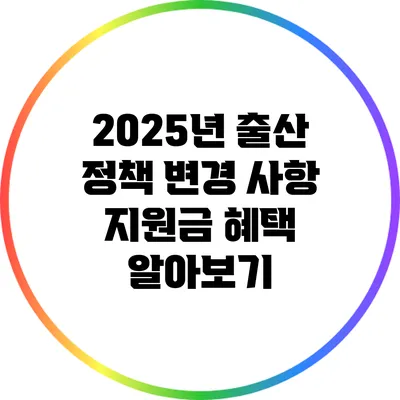 2025년 출산 정책 변경 사항: 지원금 혜택 알아보기