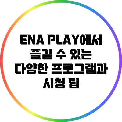 ENA PLAY에서 즐길 수 있는 다양한 프로그램과 시청 팁