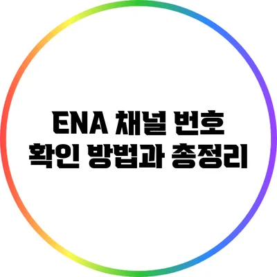 ENA 채널 번호 확인 방법과 총정리
