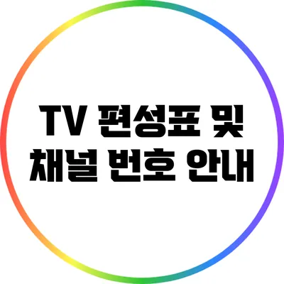 TV 편성표 및 채널 번호 안내