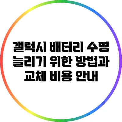 갤럭시 배터리 수명 늘리기 위한 방법과 교체 비용 안내