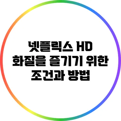 넷플릭스 HD 화질을 즐기기 위한 조건과 방법
