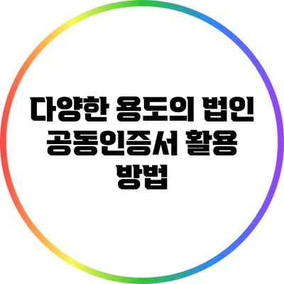 다양한 용도의 법인 공동인증서 활용 방법