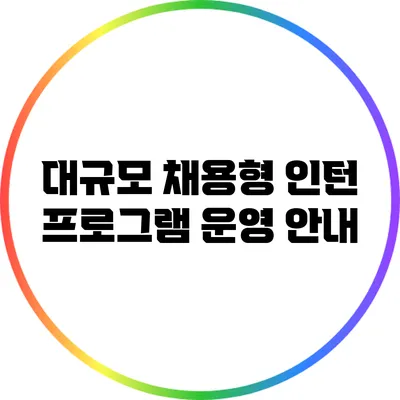 대규모 채용형 인턴 프로그램 운영 안내