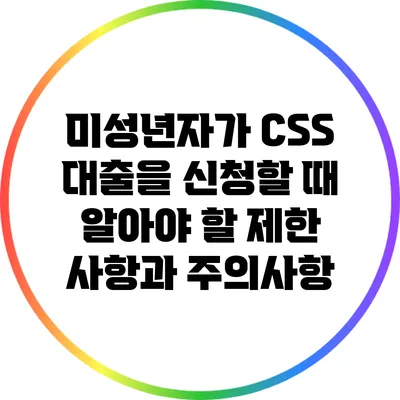 미성년자가 CSS 대출을 신청할 때 알아야 할 제한 사항과 주의사항