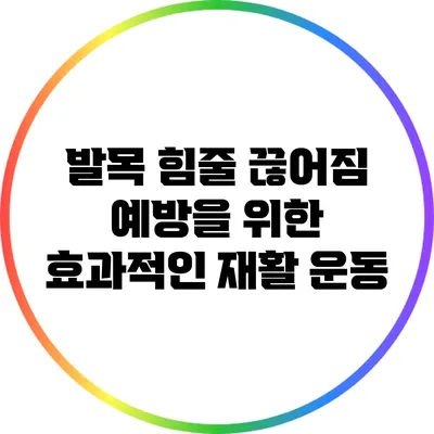발목 힘줄 끊어짐 예방을 위한 효과적인 재활 운동