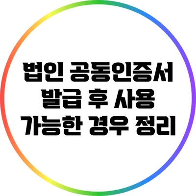 법인 공동인증서 발급 후 사용 가능한 경우 정리