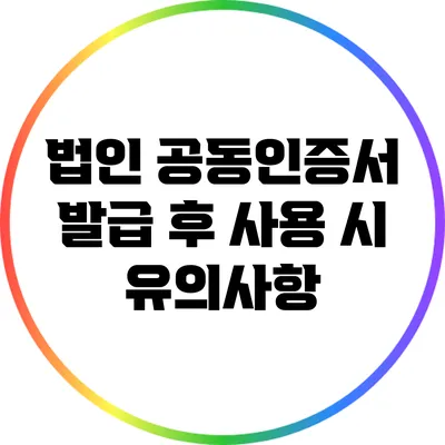 법인 공동인증서 발급 후 사용 시 유의사항