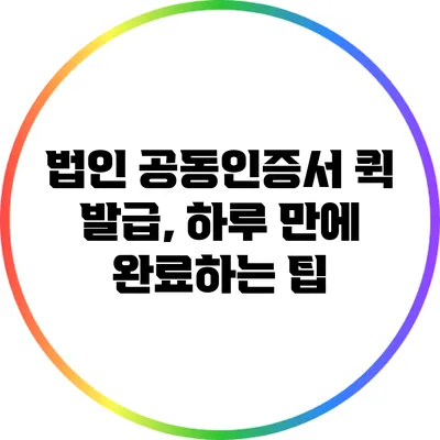 법인 공동인증서 퀵 발급, 하루 만에 완료하는 팁