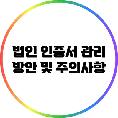 법인 인증서 관리 방안 및 주의사항