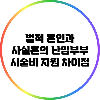 법적 혼인과 사실혼의 난임부부 시술비 지원 차이점