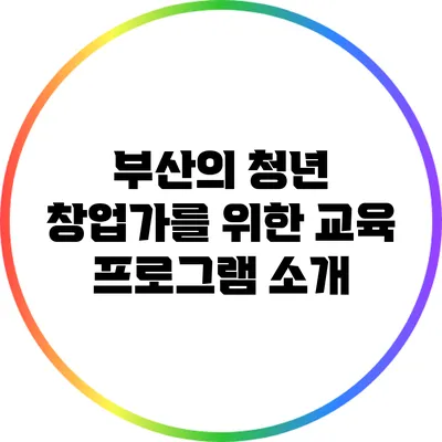 부산의 청년 창업가를 위한 교육 프로그램 소개