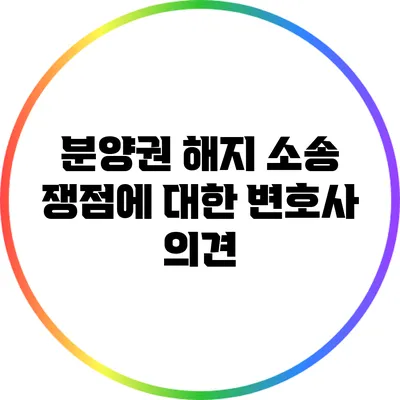 분양권 해지 소송 쟁점에 대한 변호사 의견