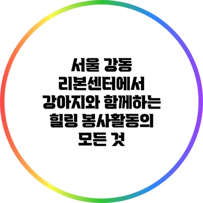 서울 강동 리본센터에서 강아지와 함께하는 힐링 봉사활동의 모든 것