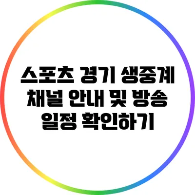 스포츠 경기 생중계 채널 안내 및 방송 일정 확인하기