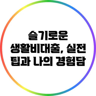 슬기로운 생활비대출, 실전 팁과 나의 경험담