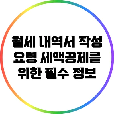 월세 내역서 작성 요령: 세액공제를 위한 필수 정보