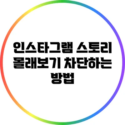 인스타그램 스토리 몰래보기 차단하는 방법