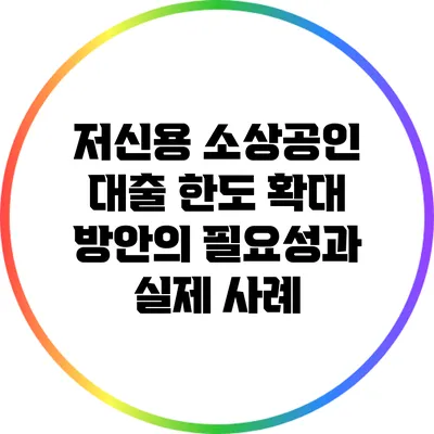 저신용 소상공인 대출 한도 확대 방안의 필요성과 실제 사례