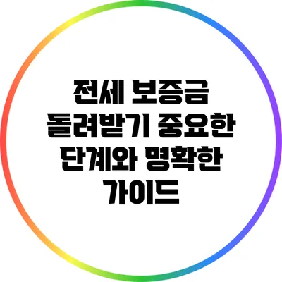 전세 보증금 돌려받기: 중요한 단계와 명확한 가이드