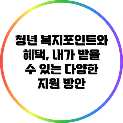 청년 복지포인트와 혜택, 내가 받을 수 있는 다양한 지원 방안