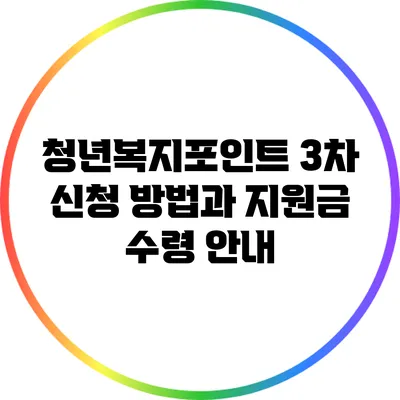 청년복지포인트 3차 신청 방법과 지원금 수령 안내