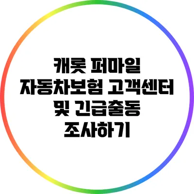 캐롯 퍼마일 자동차보험 고객센터 및 긴급출동 조사하기