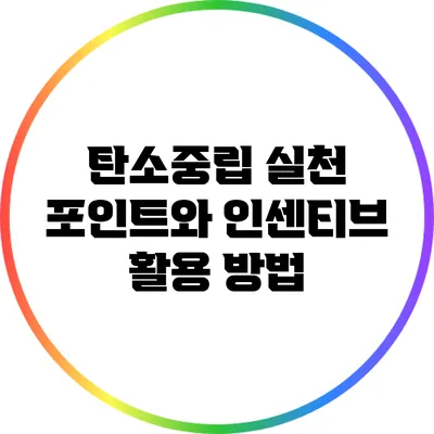 탄소중립 실천 포인트와 인센티브 활용 방법