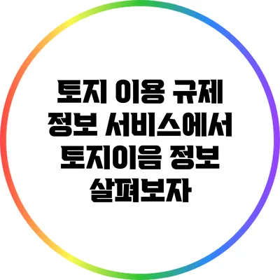 토지 이용 규제 정보 서비스에서 토지이음 정보 살펴보자