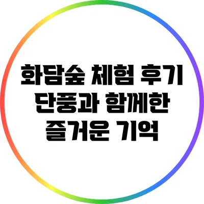화담숲 체험 후기: 단풍과 함께한 즐거운 기억