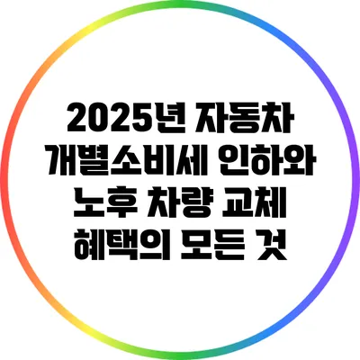 2025년 자동차 개별소비세 인하와 노후 차량 교체 혜택의 모든 것