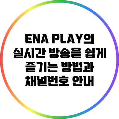 ENA PLAY의 실시간 방송을 쉽게 즐기는 방법과 채널번호 안내