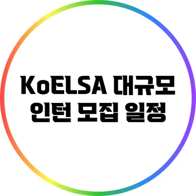 KoELSA 대규모 인턴 모집 일정
