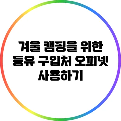 겨울 캠핑을 위한 등유 구입처: 오피넷 사용하기