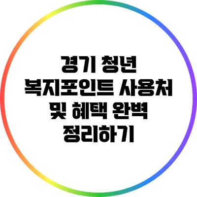 경기 청년 복지포인트: 사용처 및 혜택 완벽 정리하기