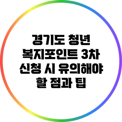 경기도 청년 복지포인트 3차 신청 시 유의해야 할 점과 팁