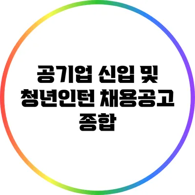 공기업 신입 및 청년인턴 채용공고 종합