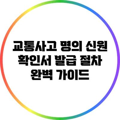 교통사고 명의 신원 확인서 발급 절차 완벽 가이드