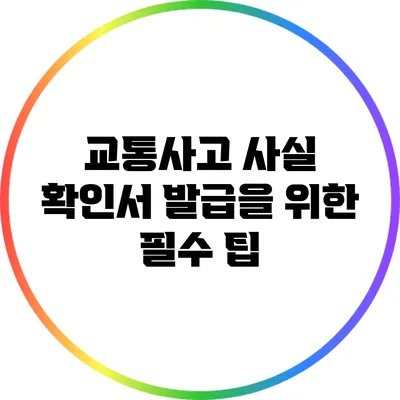 교통사고 사실 확인서 발급을 위한 필수 팁