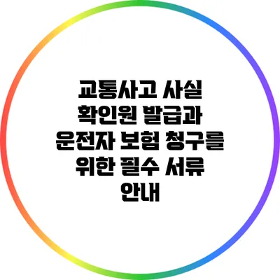 교통사고 사실 확인원 발급과 운전자 보험 청구를 위한 필수 서류 안내