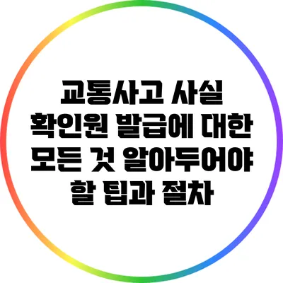 교통사고 사실 확인원 발급에 대한 모든 것: 알아두어야 할 팁과 절차