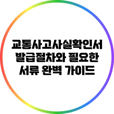 교통사고사실확인서 발급절차와 필요한 서류 완벽 가이드