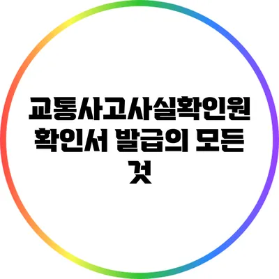 교통사고사실확인원 확인서 발급의 모든 것