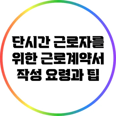 단시간 근로자를 위한 근로계약서 작성 요령과 팁