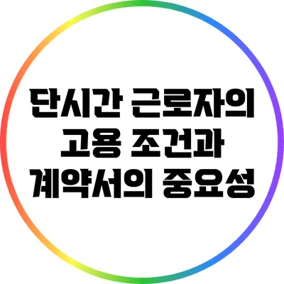 단시간 근로자의 고용 조건과 계약서의 중요성