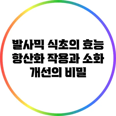 발사믹 식초의 효능: 항산화 작용과 소화 개선의 비밀