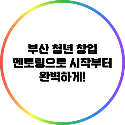 부산 청년 창업 멘토링으로 시작부터 완벽하게!