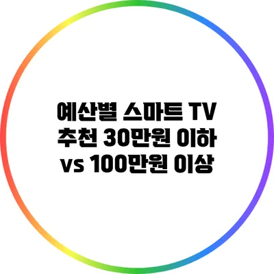 예산별 스마트 TV 추천 30만원 이하 vs 100만원 이상